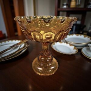 Open Compote-EAPG 808/Indiana Pattern Glass-Model Flint Glass Co-Amber-1900s